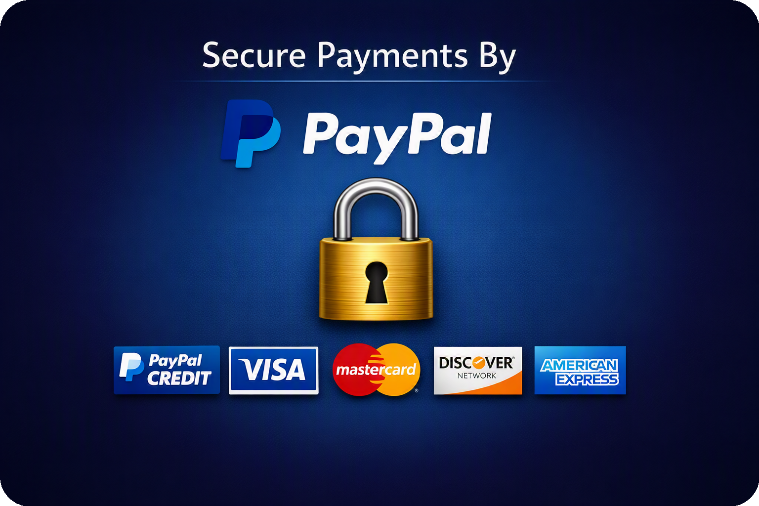 Secure PayPal and credit card payments